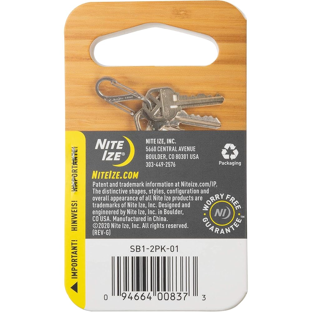 Nite Ize S-Biner Stainless Steel #1X2 Pair Black Titanium Multi-Use Carabiner Clips