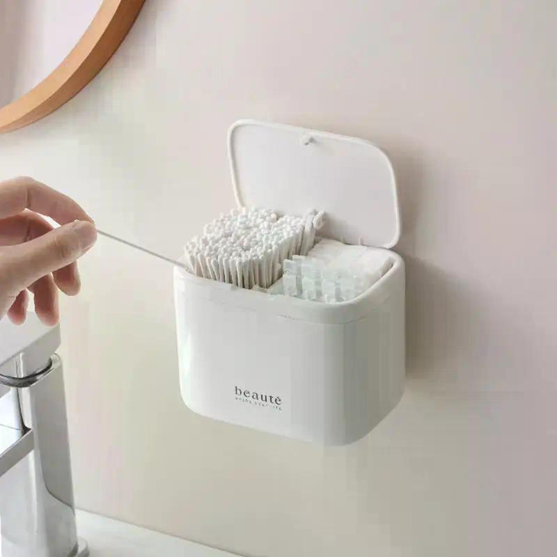 Automatic Pops Up Lift No-drill Cotton Swab And Makeup Cotton Dispenser Hair Accessories And Hair Tie Desktop Storage Box
