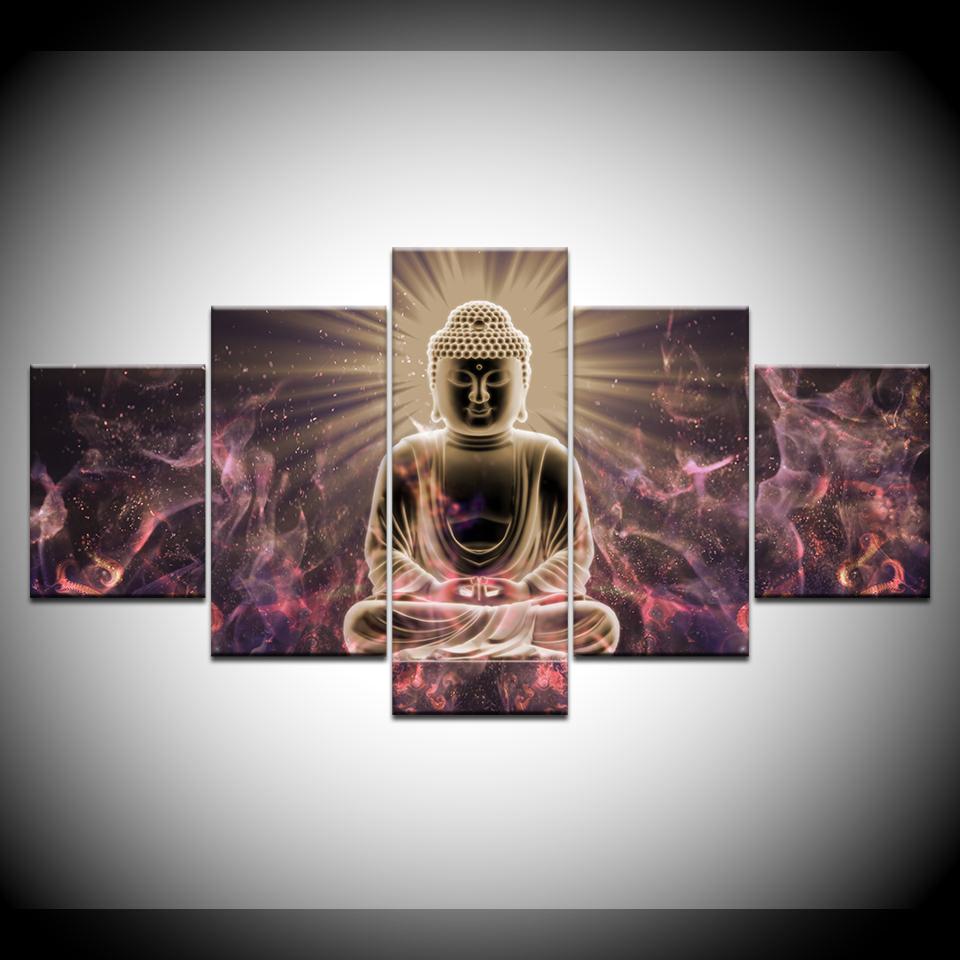 

5 предметов буддизм абстрактные картины статуя Будды картины печатный постер настенное искусство холст рамка гостиная домашний декор Medium Size Unframed Canvas