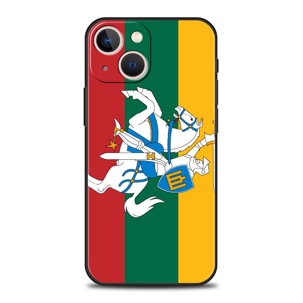 Flag of Lithuania Flag Luxury Phone Case For iPhone 13 15 14 12 Mini 11 Pro MAX XR X SE XS 7 8 Plus Silicone Protection Cover