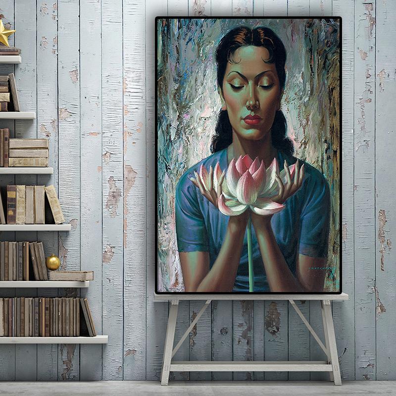 

Портрет водяной лилии, картина маслом на холсте Третчиков Владимир, постеры и принты, скандинавское искусство, настенная картина для гостиной