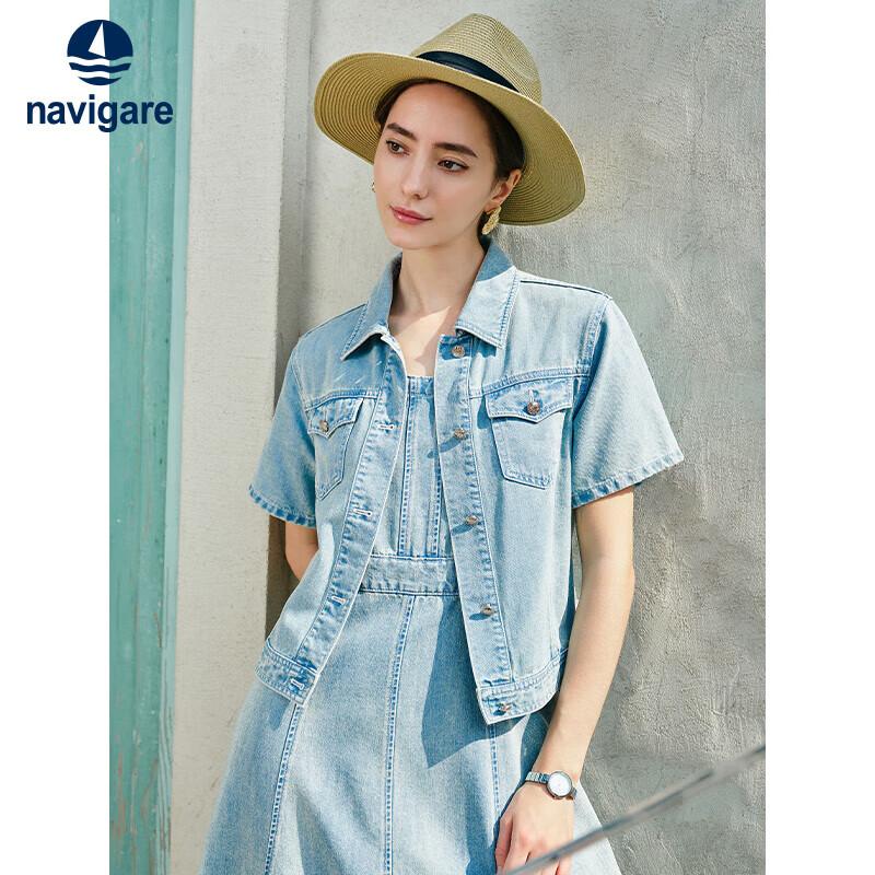 Navigare Women s Denim Short-Sleeve Commuter Shirt L