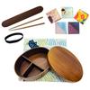 Save Bentwood Bento with Furoshiki Cat and Cat Catch Green Box, 700ml, Brown, Japanese-made Cloth, Design,