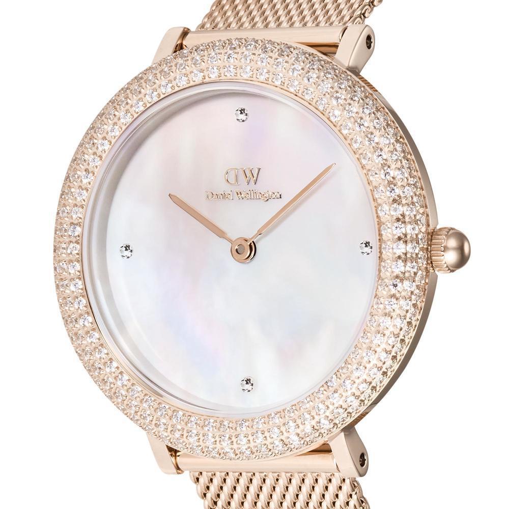 Danielwellingteon Crystalline Bezel Melrose Women'S Rose Gold Metal Wristwatch