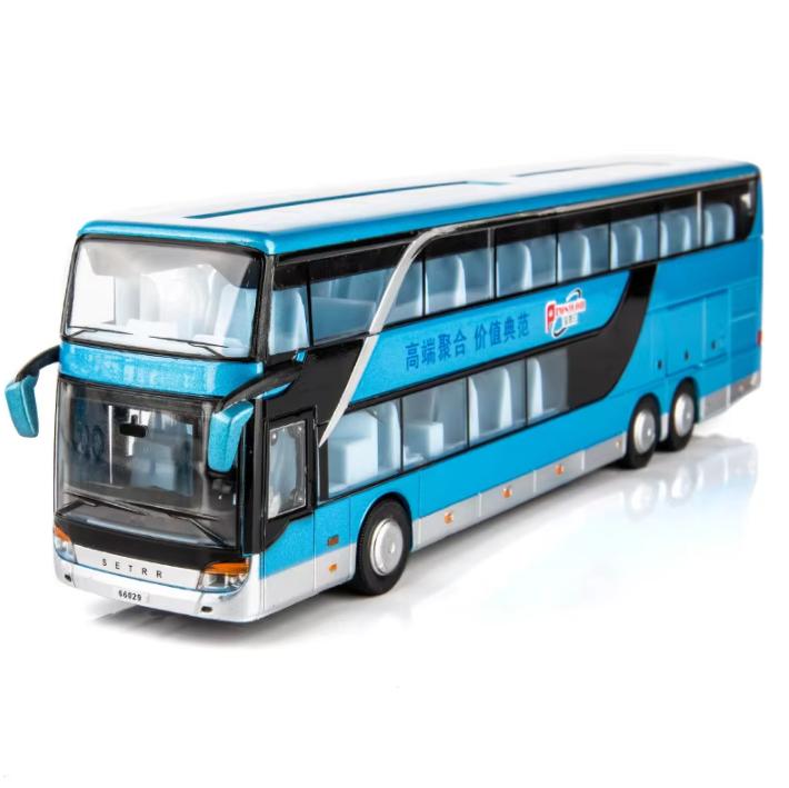 Children Toy Luxury Bus Double Decker Bus Children Toy Model Simulation Bus Alloy Bus Return Sound and Light Toy Car Gift With Color Box