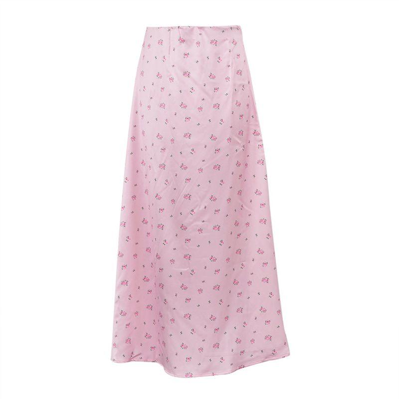 

Printed High Waisted and Hip Hugging Skirt Print High Waist Sheath Skirt Pink L