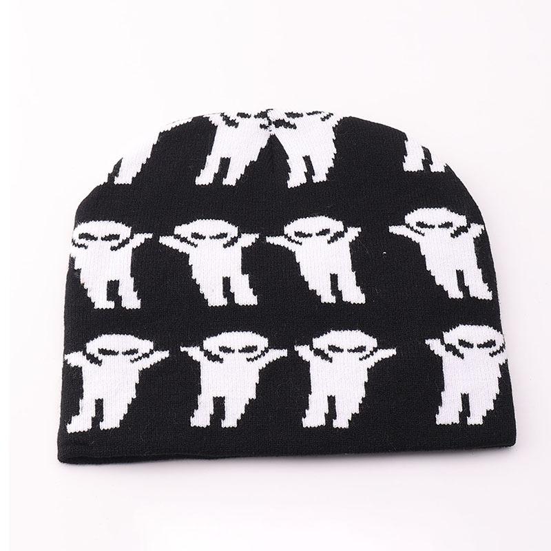 Alien knitted hat European and American hip hop new bag head pullover hat autumn and winter warm cold hat wool hat