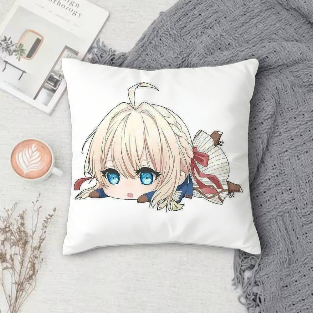 V-Violet Evergarden Double-Sided Printed Square Decorative Cushion Cover For Sofa Living Room Home Decor