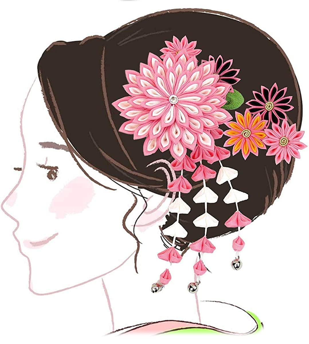 

Hair ornament set Furisode ceremony Pink [Kyoto Usagido] 2-piece coming-of-age kk-025 Tsumami-zaiku