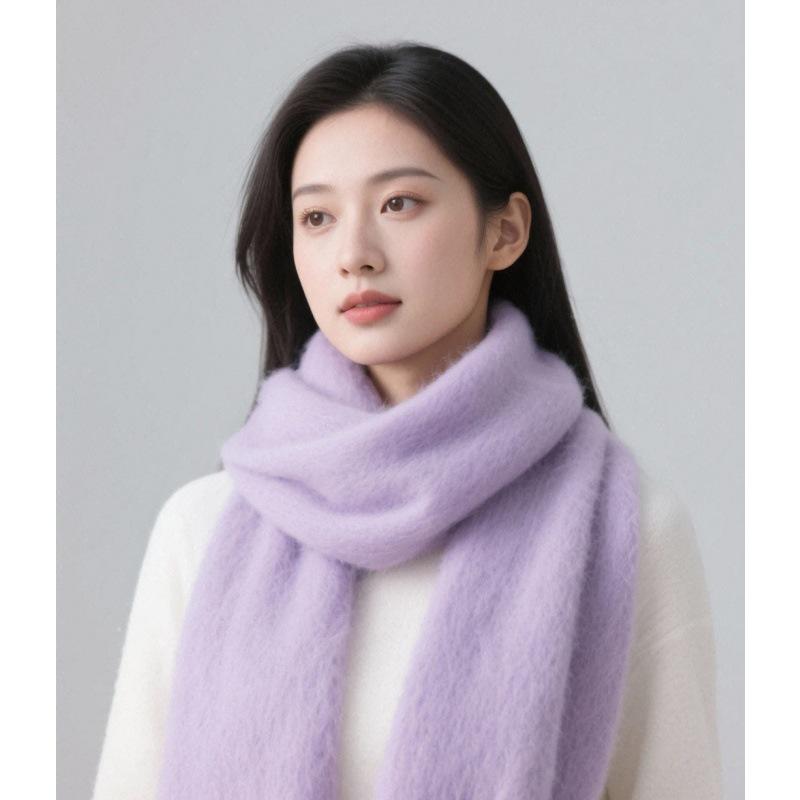Women's Winter Imitation Cashmere Scarf - White Mohair Shawl Neck Warmer