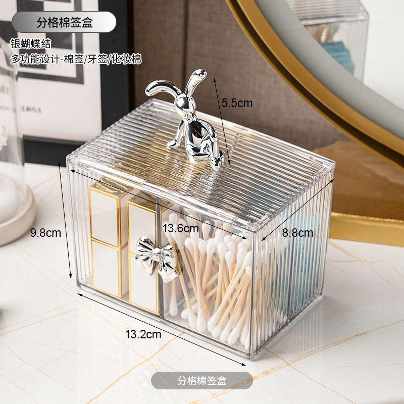 European Rabbit Bow Jewelry Box Clear Lipstick Cotton Sabs Jar Desktop Trinket Storage Box Living Room Fruit Snack Jar with Lid
