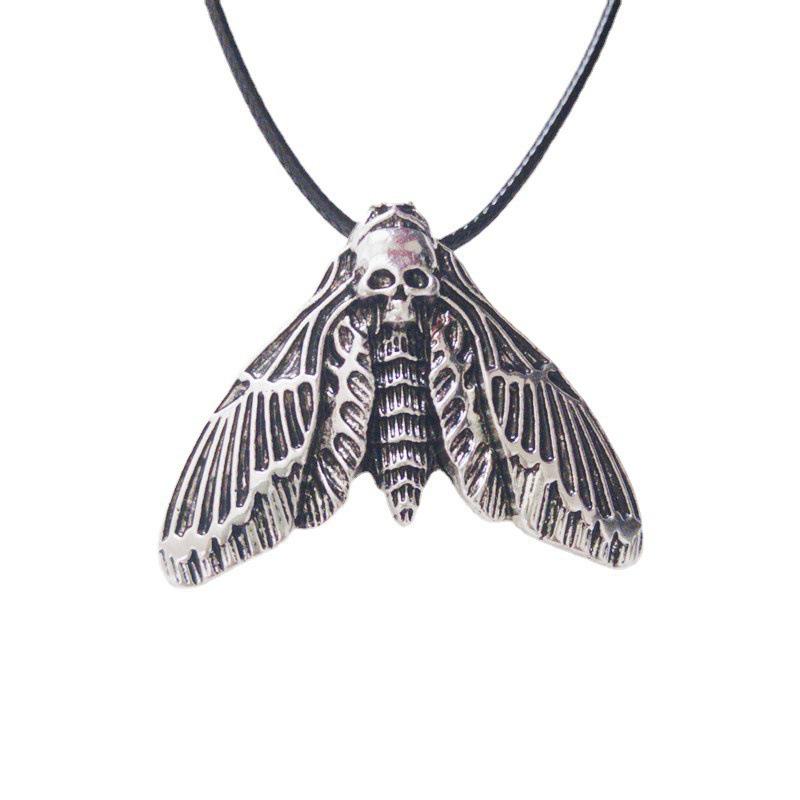 Retro Skull Moth Necklace - Trendy Animal Pendant Jewelry for Men & Women