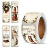 Retro Illustrated Gift Tape Christmas Coated Paper Sealing Sticker, Hand-drawn Santa Claus Snowman Elk Envelope Stickers Design, Decorative