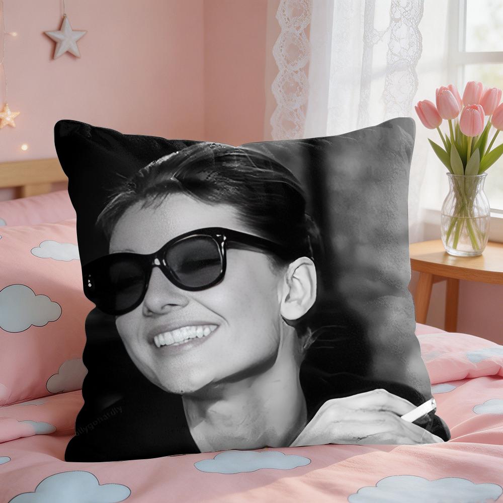 Classic AAudrey HHepburn Cushion Cover Square Short Plush Pillow Case Living Room Sofa Home Decor Funda X