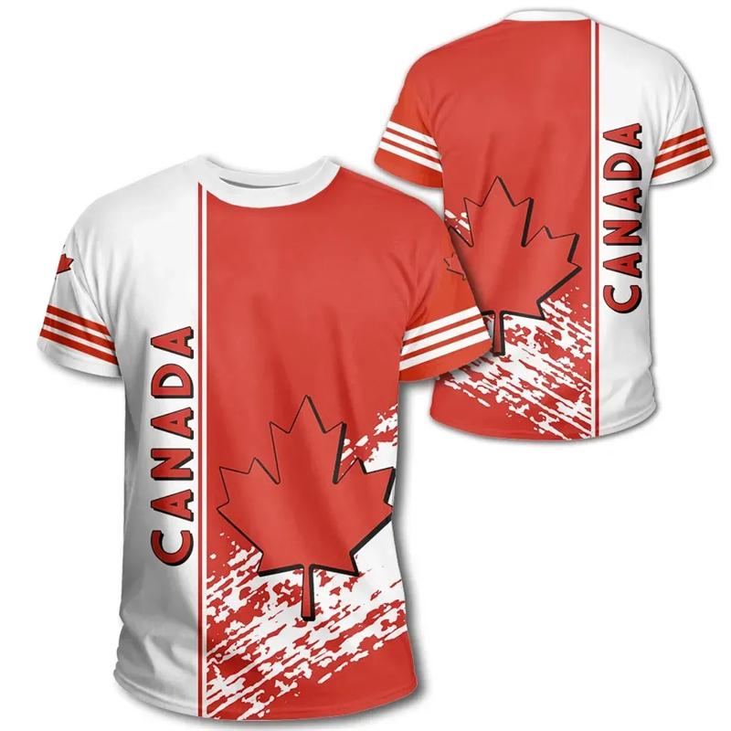 Canada Day T-shirt Canadian Flag Emblem Maple Leaf 3D Printed Streetwear Men Women Fashion Oversized T Shirts Tees Tops Clothing