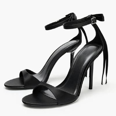 Mode Schwarz Schmaler Riemen Schleife Marke High Heel Sandalen Damen Sommer Sexy Offene Zehe Pfennigabsatz Designerschuhe Elegant Nachtclub Kleiderschuhe