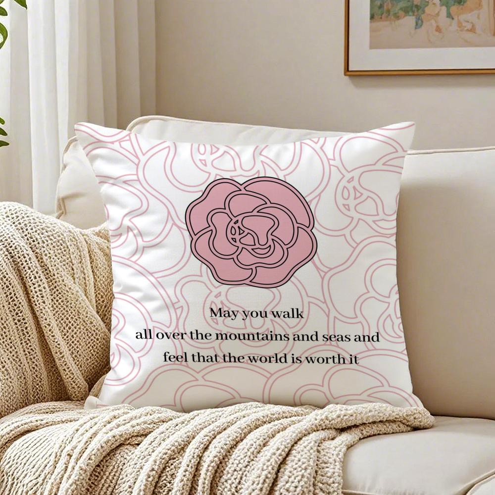 

Hot selling Camellia highend printing Cushion Cover Pillowcase Antidustmite living Room Sofa Decor Cushion Room 30X30cm