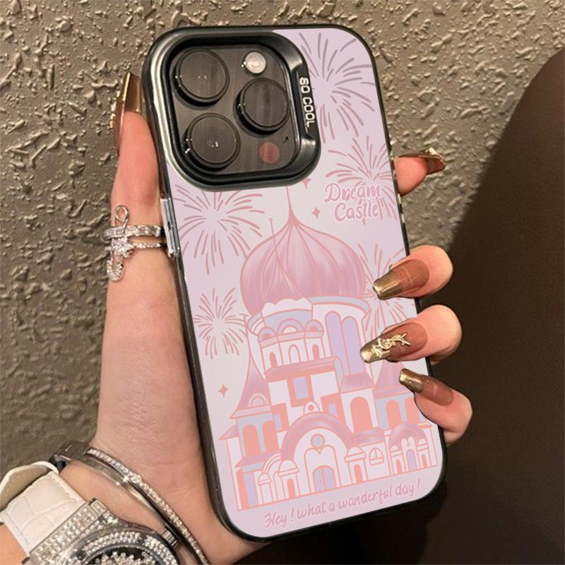New Year Pink Castle Fireworks Case For  Mi 14 13 12 12T 13T Pro 11 Lite 5G NE Poco F5 X5 Pro Lens protect plating Cover