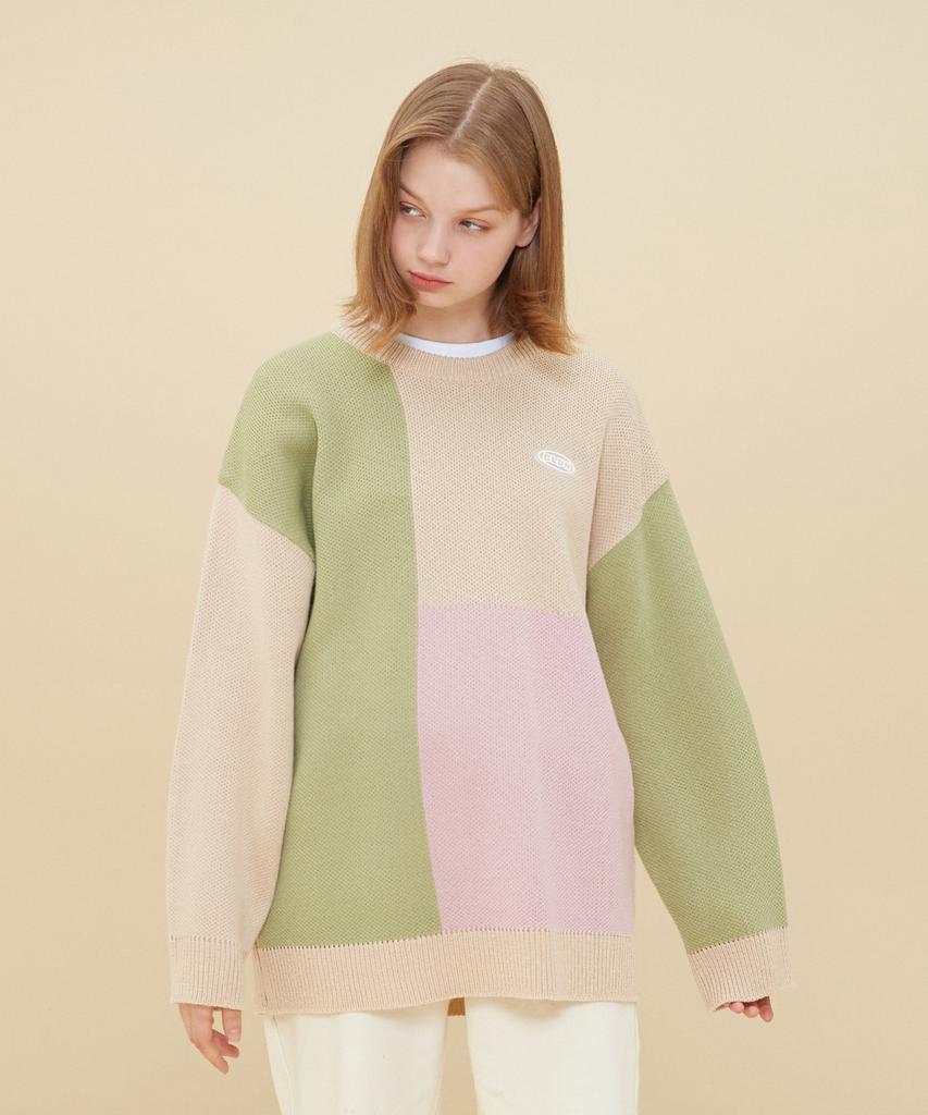 BLOND9 Mosaic Coloration Sweater_Beige