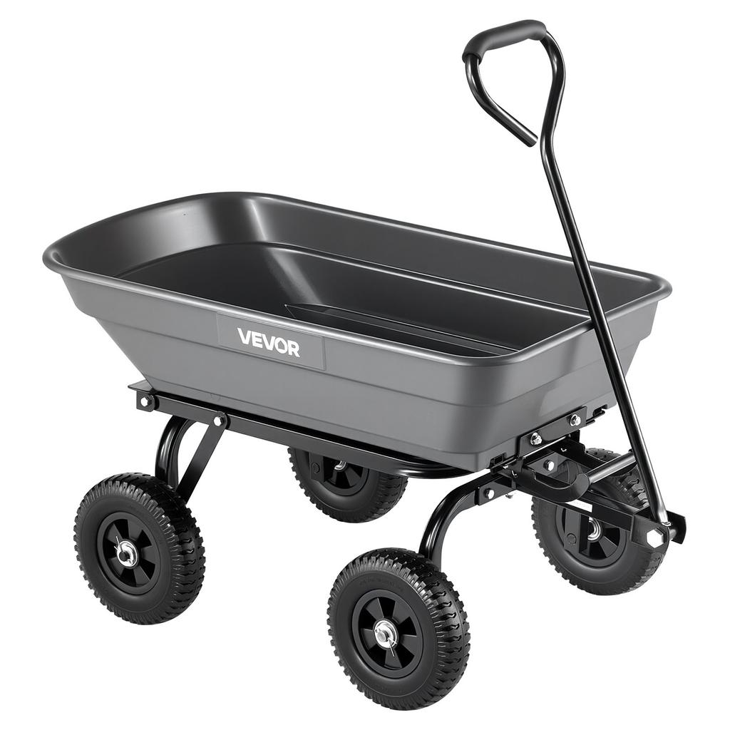 VEVOR Garden Dump Cart, 181 Kg Poly Dump Cart, Garden Carts Dumps Wagon with 90 Degrees Quick-Dumps Mechanism, 180 Degrees Swivel Wheels