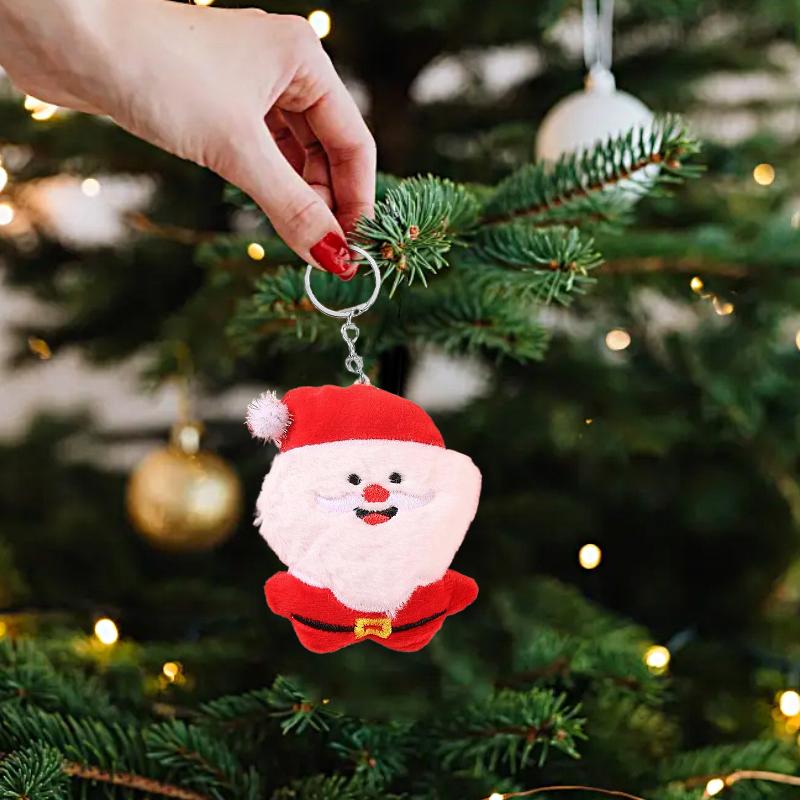 1PC Ornament Plush Keychains Gift Bag Charm Keyring Bag Pendants Cute Christmas Plush Doll Bag Accessories Christmas