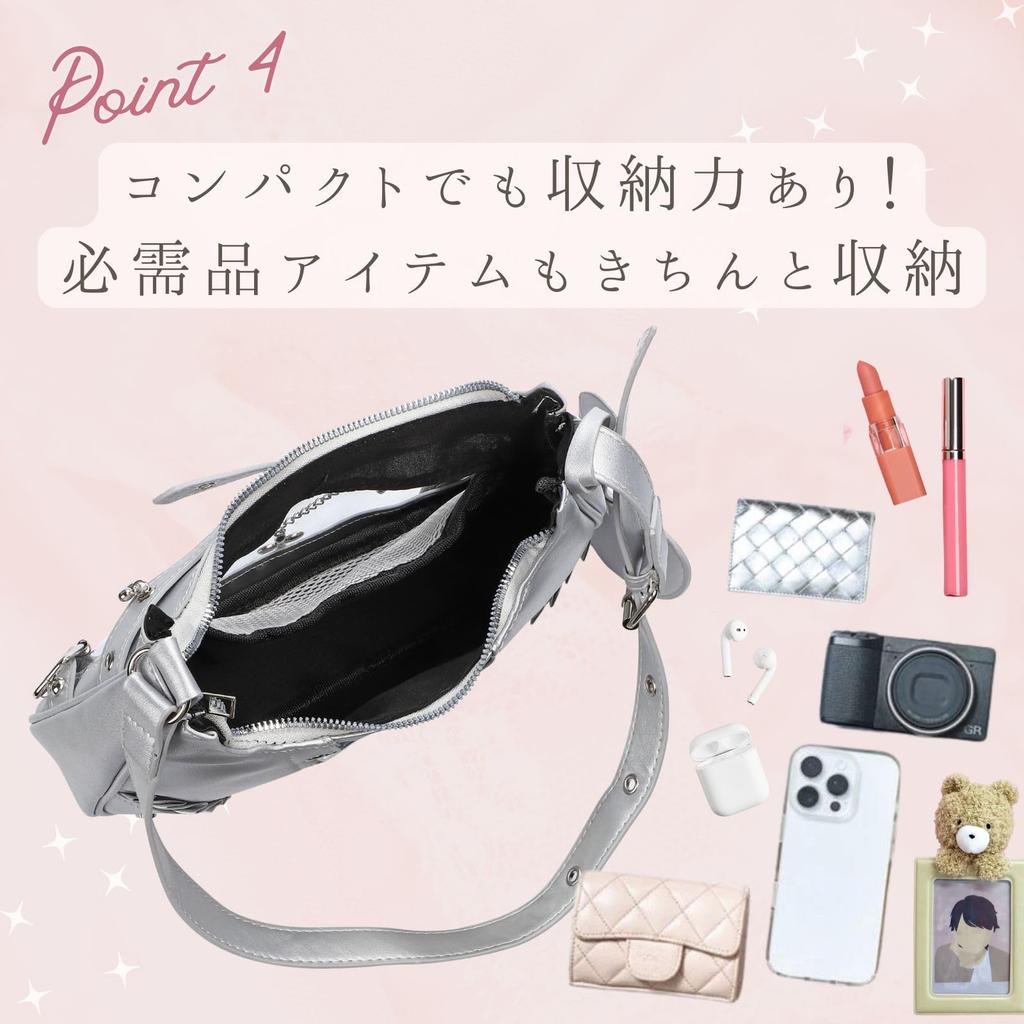 Harujio Ita Shoulder Hidden Shoulder Mini Ita Otaku Ita Popular Bag, Small, Bag, Bag, Handbag, Bag, Clear, Activity, Y2K, Bag, Black, Silver, Cute,