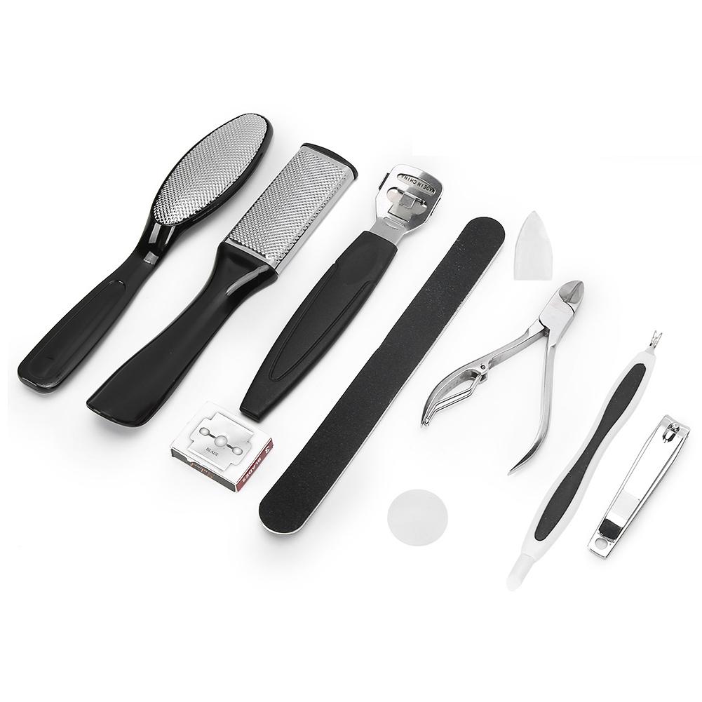 Set di 10 Pezzi per Pedicure in Acciaio Inossidabile, Lima per Pelle Morta, Pinzette per Cuticole, Tagliaunghie