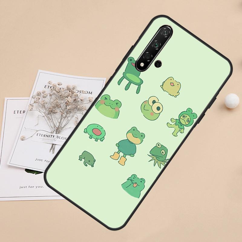 Cute Green Frog For Huawei Nova Y91 Y61 Y60 Y70 Y72 Y73 Y90 9 10 SE 7i 8i 11i 12i P30 P40 Lite P60 Pro Case