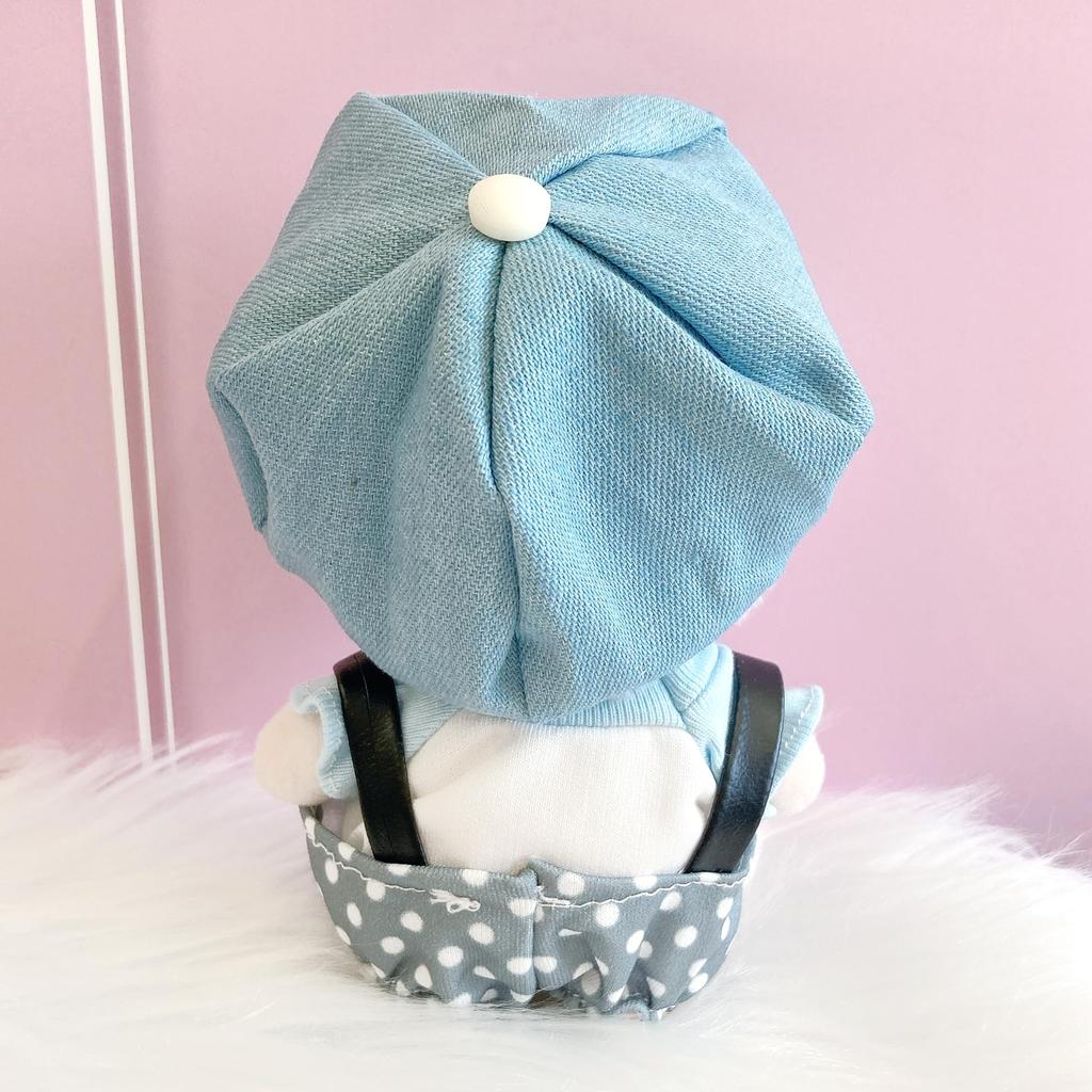 Casquette, Shirt, and Polka Dot Overalls Set for 10cm Plush Toy, Kigurumi Accessories, Otaku Activities, Doll Mascot, Kpopdoll Costume [Used]