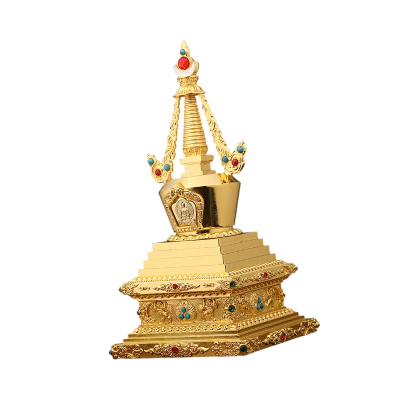 Bodhi Pagoda Buddha Statue Luxury Sculpture Decorative Object for Nepali Home Decoration and Meditation S