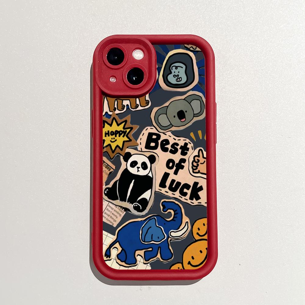 Pentru iPhone 16 15 14 13 12 11 Pro Max XS Max XR X SE 8 7 autocolant din silicon moale cu animale din junglă, lentilă completă, husă de protecție pentru telefon