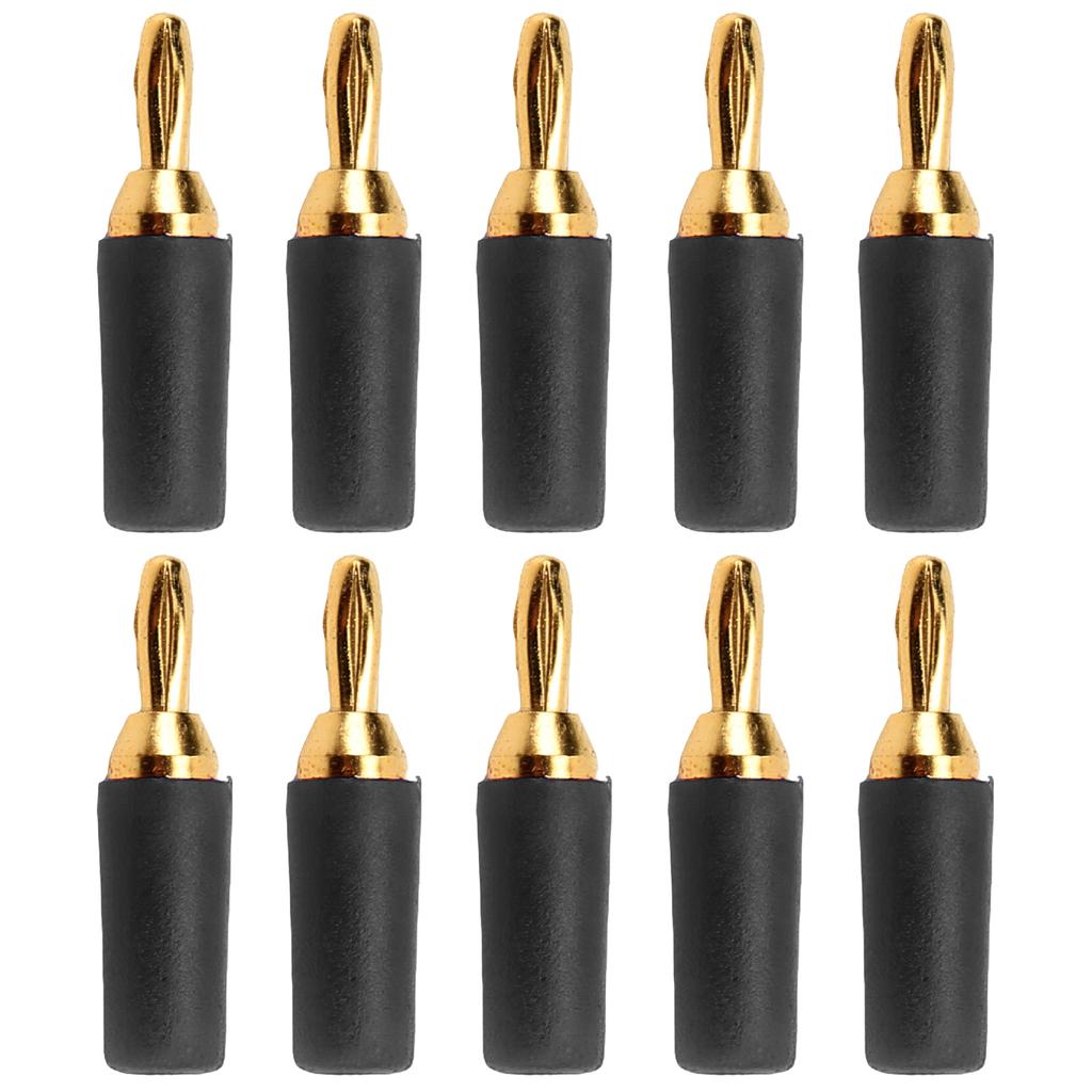 10PCS J.10007 2.5mm Brass Banana Plug Gold Plated Banana Plug Connector Instrument Test PlugBlack