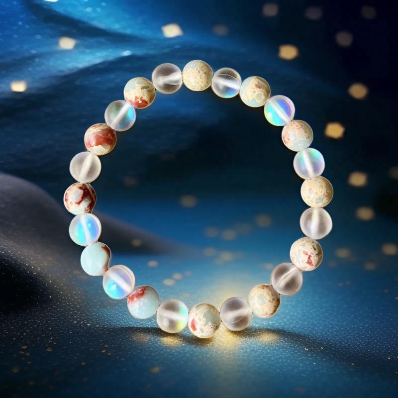 Unisex White & Turquoise Volcanic Stone Beaded Bracelet - Women's Fashion Trend.