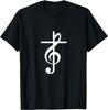 Christian Music Cross Tee Treble Clef Musical Gift Tshirt T-Shirt