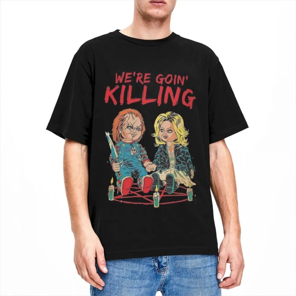 Men Women Horror Chucky We're Goin Killing Shirt Accessories Creative Pure Cotton Horror Chucky Film Lover Fan T Shirt