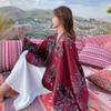 Travel large shawl women's imitation cashmere with double-sided cape geometric pattern fringe air-conditioning room cape summer