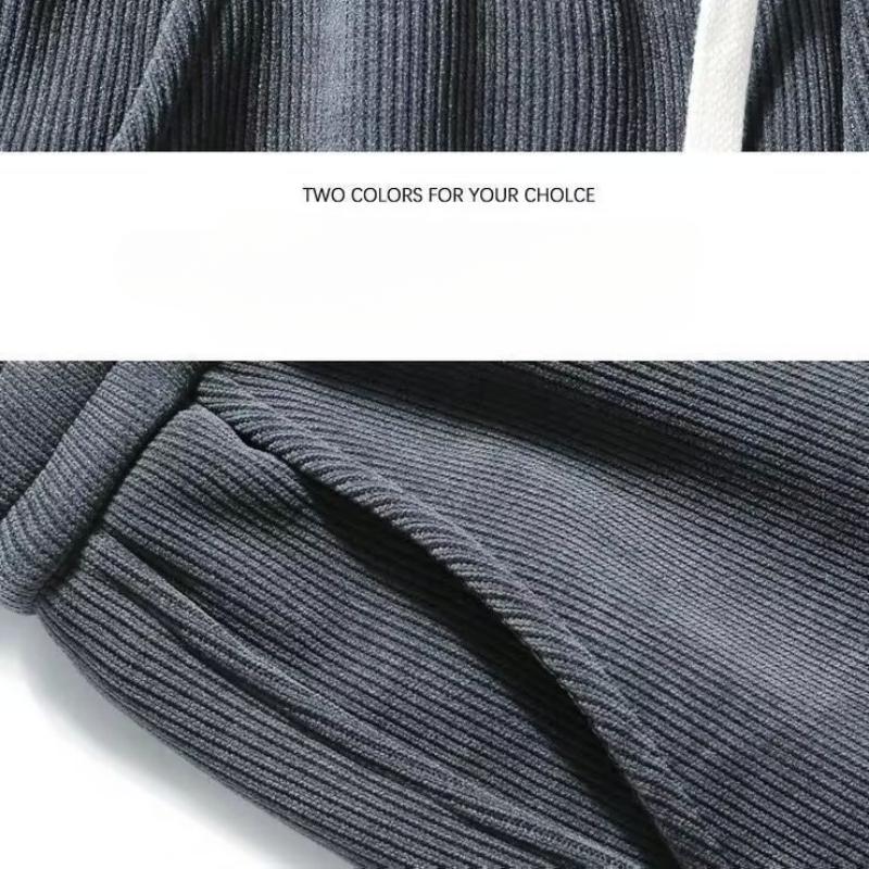 Corduroy Casual Pants Men's Pants Fall Clothing Guard Pants Drawstring Feet Men's Sports Pants Spring and Autumn Wear Elastic Waist