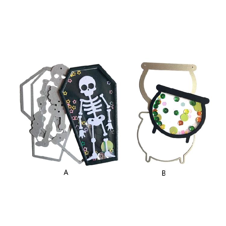 Halloween Skull Coffin Metal Cutting Dies DIY Embossing Scrapbooking Photo