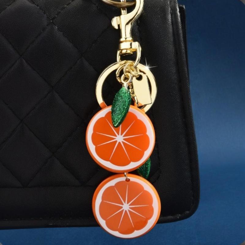 Creative Orange Bag Charm Resin Tangerine Key Chain Handbag Bag Hanging Ornament Fruit Keyring Card Holder Diy Charms