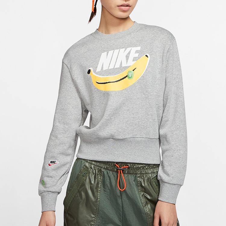 Nike Sportswear Short Sleeve Casual Pullover Sweatshirt Women Sweatshirt Gray CK4436-063