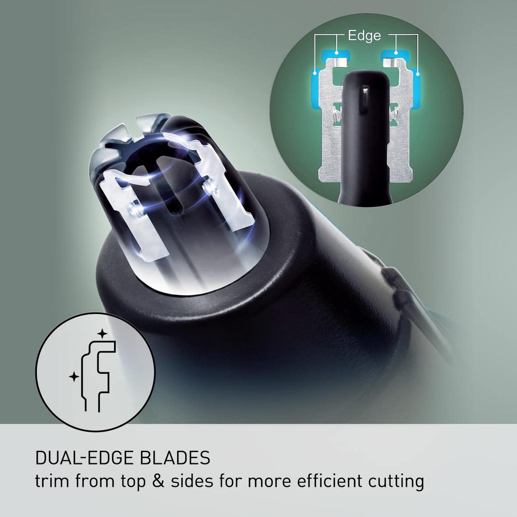 Panasonic Men's Ear and Nose Hair Trimmer with Vacuum Cleaning System, Wet/Dry, Hypoallergenic, High-Performance Dual-Edge Blade - ER-GN70-K, Black
