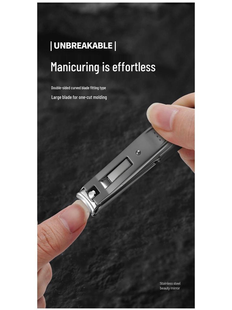 Stainless Steel Anti-Splash Nail Clippers with Large Opening and Debris Collection Compartment