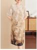Elegant Chiffon Cheongsam: Stylish Summer Short-Sleeved Dress for Middle-Aged and Elderly