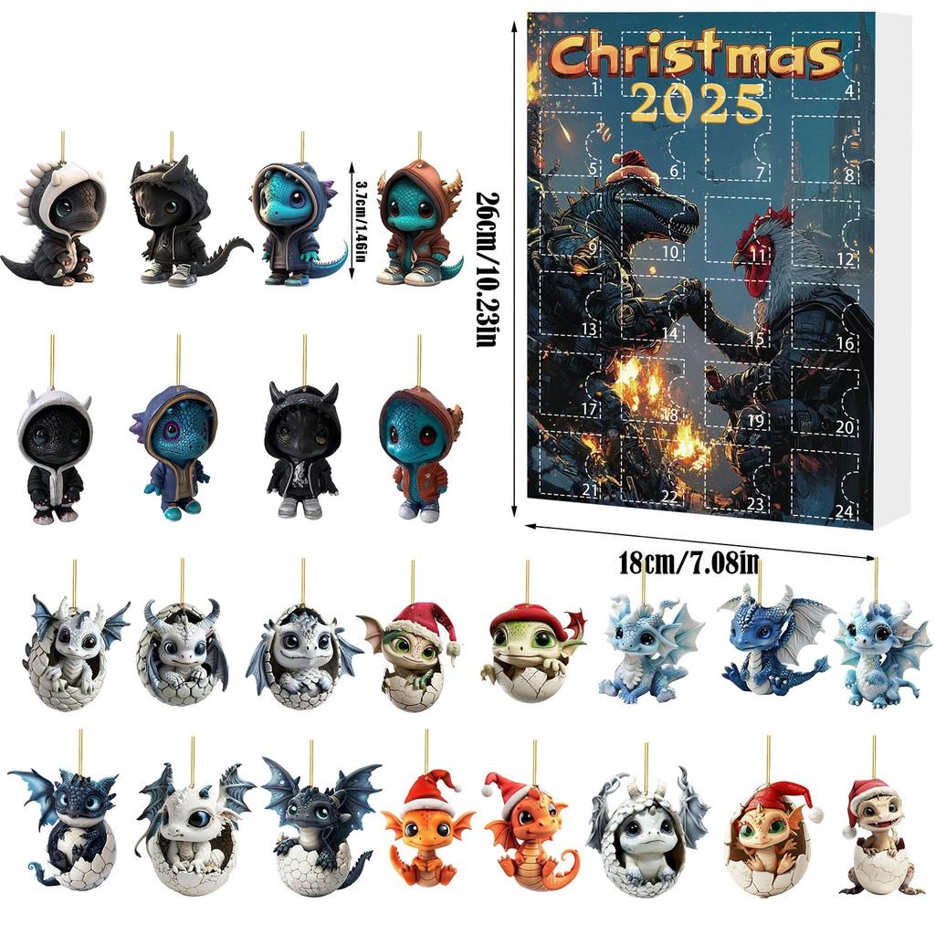 Christmas Countdown Blind Box Mini Acrylic Dragon Baby Hanging Decor For Holiday Gift Giving
