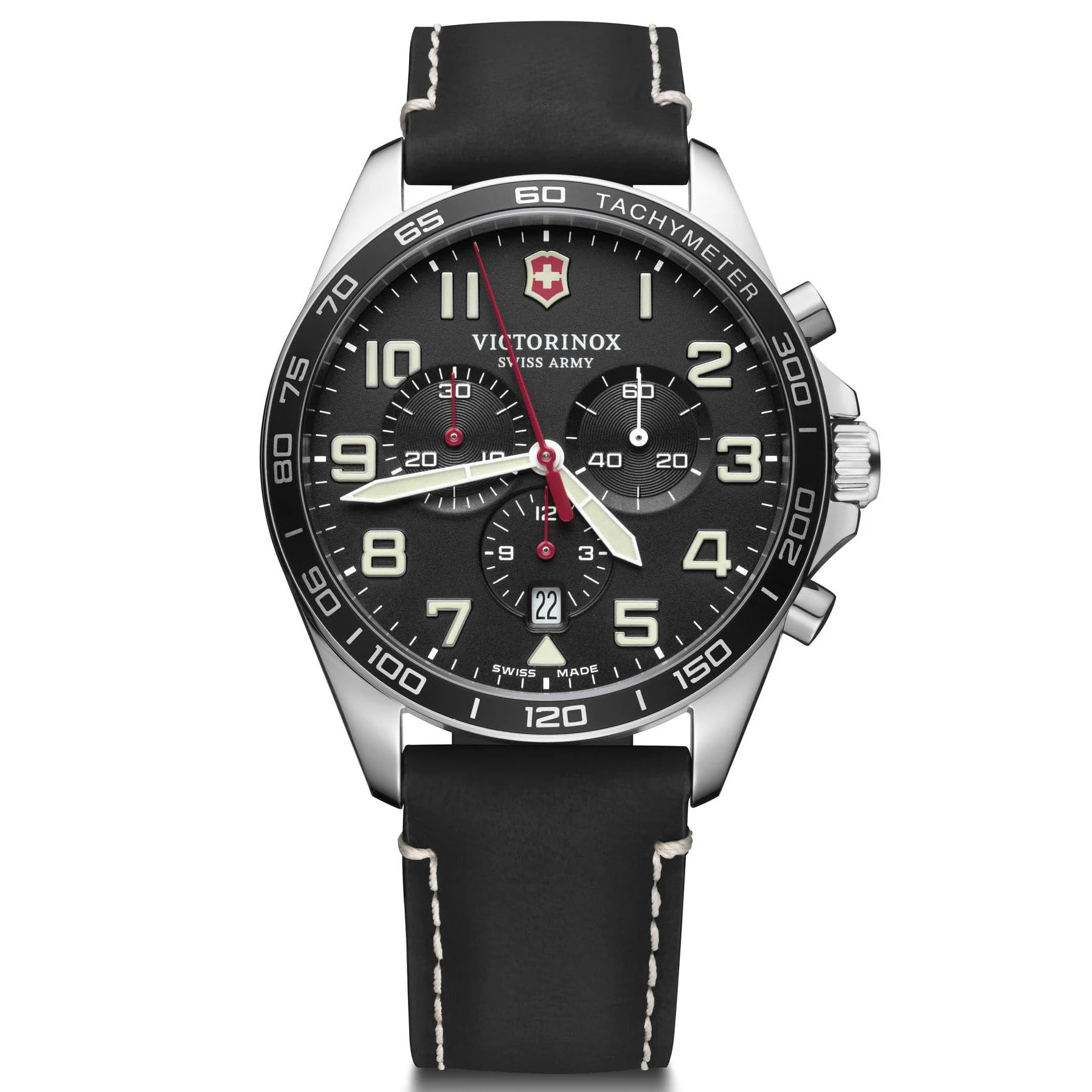 

[Victorinox] Watch FIELDFORCE CHRONO Stainless Steel Case (316L) Black Dial Black Leather Strap 241852 [