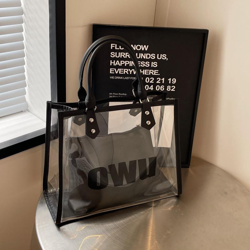 Large Capacity Transparent Jelly Tote Bag For Women Stylish Summer Shoulder Bag