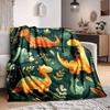 1pc Dino Jungle Lightweight Flannel Blanket, Comfortable and Warm Blanket, for Office and Camping Sofa Bed, Livingroom065