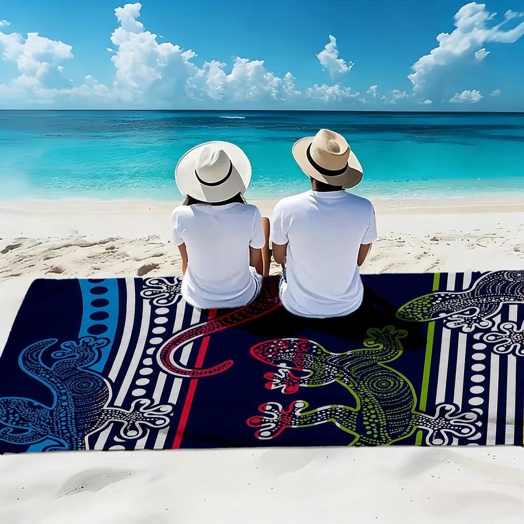 A tema lucertola con stile artistico, l'asciugamano da spiaggia in microfibra di poliestere è altamente assorbente, adatto per nuotare e per le uscite in spiaggia