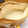Used CELINE Boogie Bag Embossed Handbag Canvas Leather Beige Yellow Used Women