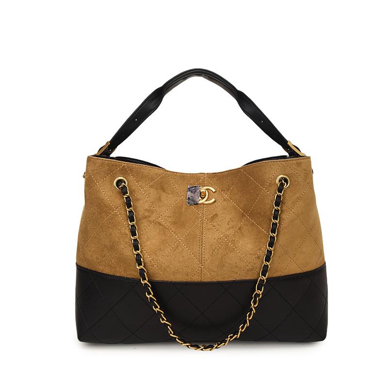 

Xiangxiang Elegant Double C Chain Bag - Classic Diamond Pattern, Large Capacity, Versatile & Low-Key Design. коричневый